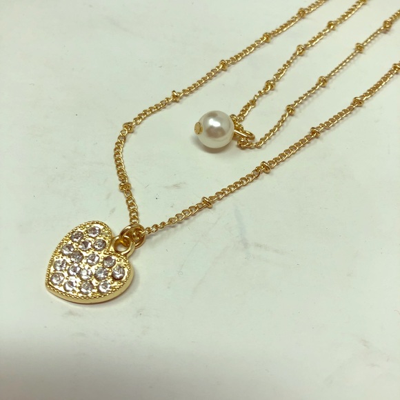 Layered Pave Heart Pendant Necklace - Picture 4 of 8